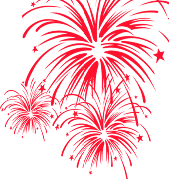 a red and white fireworks clipart