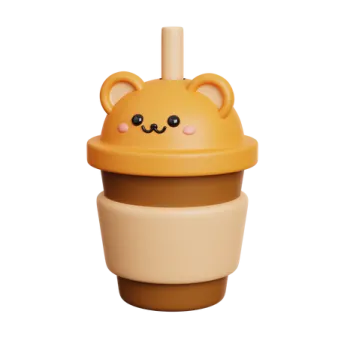 a cup with a bear face on it