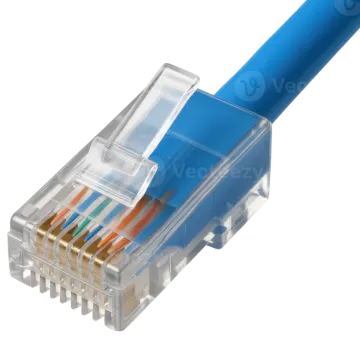 a blue ethernet cable on a white background