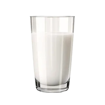 a glass of milk on a white background