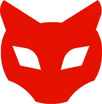 a red fox head on a white background