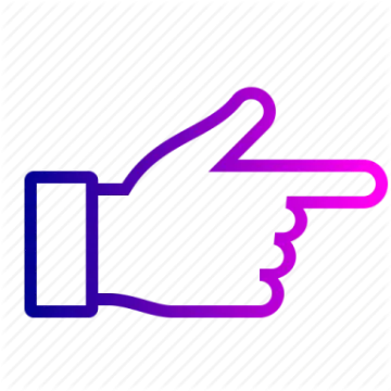 a hand pointing to the right icon