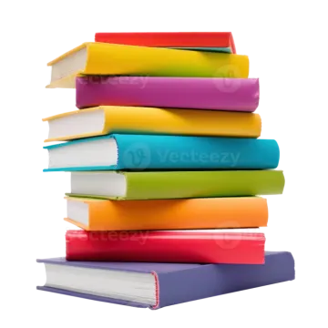 a stack of books on a white background