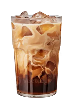 a glass of iced coffee with ice