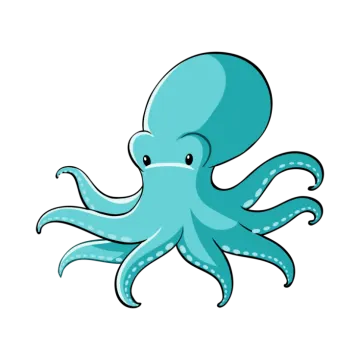 a blue octopus with an open mouth
