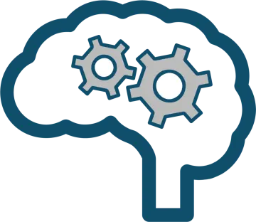 a brain with gears on it