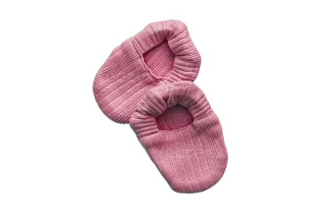 a pair of pink socks on a white background