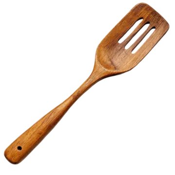 a wooden spat on a white background