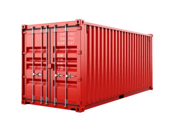 a red shipping container on a white background