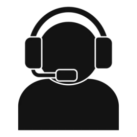 a black and white icon of a person wearing headphones