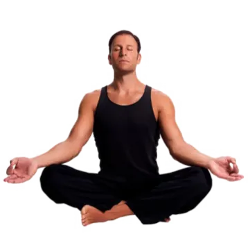 a man sitting in the middle of a yoga pose