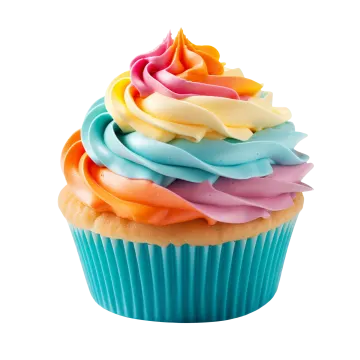 a cupcake with colorful frosting on top