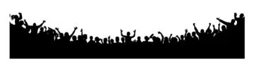 a black and white silhouette of a crowd of people