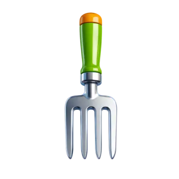 a green and orange fork on a white background