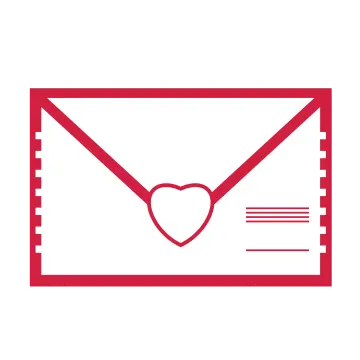 an envelope with a heart inside