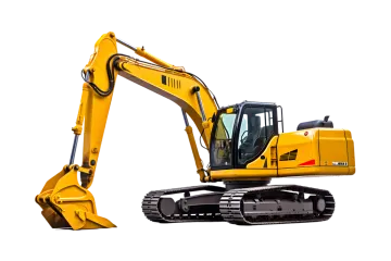 a yellow construction vehicle with a white background