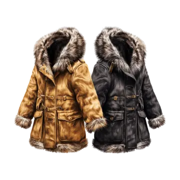 a pair of jackets with fur collars