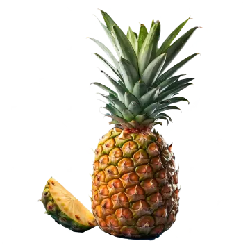 a pineapple cut in half on a white background