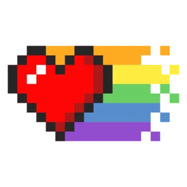 a pixel heart on a white background