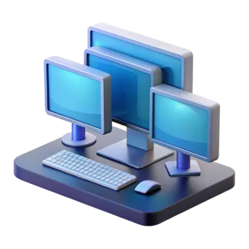 three computers on a white background