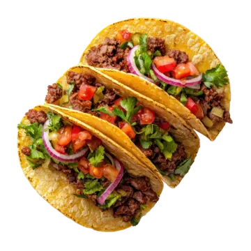 three tacoa tacoss on a white background
