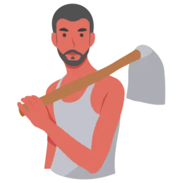 a man with an axe in his hand