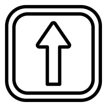 a black and white icon of an arrow