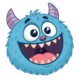 an image of a blue monster with big eyes