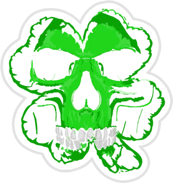 a skull with four leaves on it