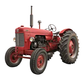 a red tractor on a white background