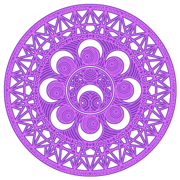 a circular design in purple and white