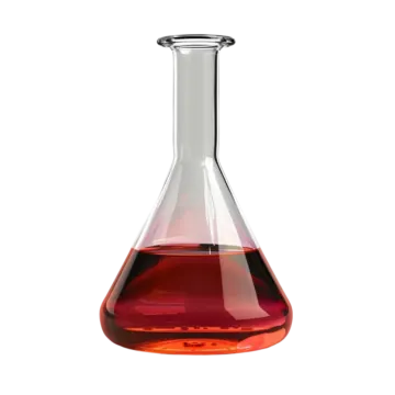 a flask with red liquid in it