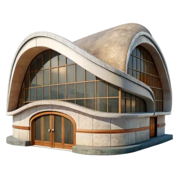 an architectural rendering of a curved building
