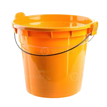 an orange bucket on a white background