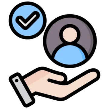 a hand holding a button with a check mark on it