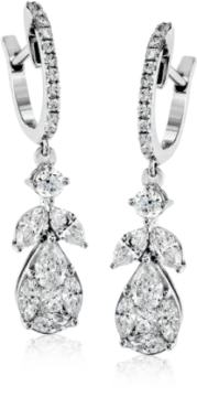 a pair of white gold and diamond earrings