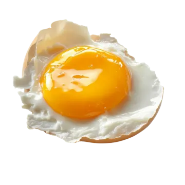 a fried egg in a cracked egg shell
