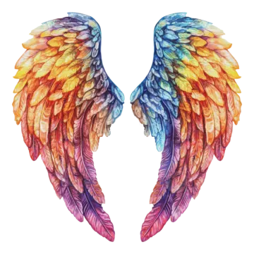 a pair of colorful wings