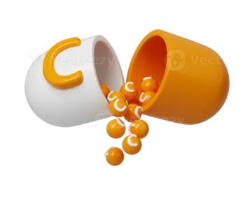 an orange and white pill pill with pills in it