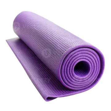 a purple yoga mat on a white background
