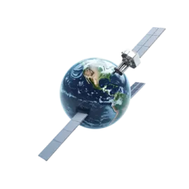 a satellite with the earth in the background