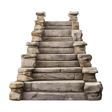 a set of stone steps on a white background