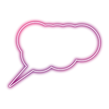 a pink neon speech bubble on a white background