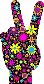 a peace sign made out of colorful flowers