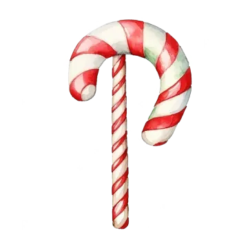 a watercolor christmas candy cane on white background