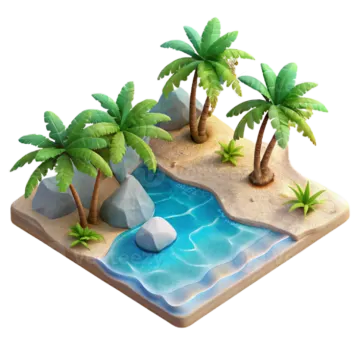 a small island with palm trees and rocks