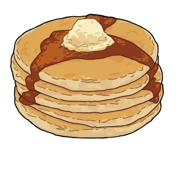 a stack of pancakes with syrup on top