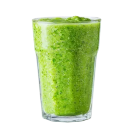 a glass filled with green smoothie