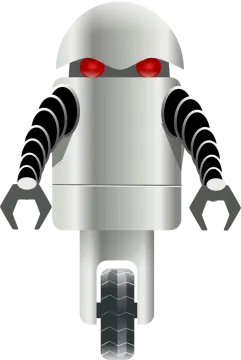 an image of a robot with red eyes