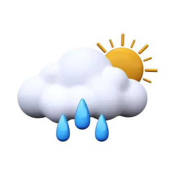 a cloud with rain and sun on it